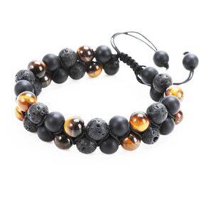 Triple Protection Bracelet Handmade Bracelet - Natural Tiger Eye Crystal, Obsidian Hematite，Crystal Jewelry Bracelet Brings Good Luck and Happiness, Bracelet for Men and Women（Style E）
