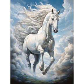Diymood DIY 5D Diamond Art Painting Horse Kit for Adults - Diamond Art Animal | Full Drill Round Crafts | Crystal Embroidery Mosaic Picture | Beginner | Home Wall Decor | 12x16 inch
