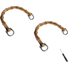 Geesatis قطعتان من مقابض حقائب اليد من الخيزران ومقابض حقائب يد بلون محروق على شكل حرف U لصنع الحقائب، مع إبزيم معدني أسود in Kuwait