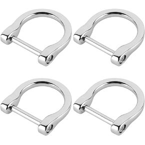 4PK 25mm/1" D-Rings Screw in Shackle Horseshoe U Shape for DIY Leather Strap Craft Purse Belt Strap Key chain（silvery1inch）