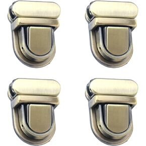 T Tulead 4 Sets Purse Lock Catch Handbag Fasteners Thumb Lock Box Clasp Buckle Bag Press Lock Bronze