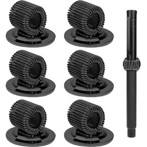 Giantree 6 Pcs Metal Manganese Steel Pen Holder Clips, Self-adhesive Pen Holder with Adjustable Spring Loop Suitable for All Pen Markers, Ideal for Refrigerator Workshop Office Bulletin Board(Black)