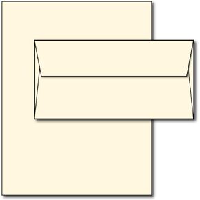 Blank Letterhead Paper & Envelopes - Off-White Natural Cream Color - 100 Sets - Unique Executive Size (7" x 10") Paper with Matching Envelopes