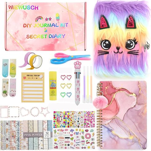 DIY Journal Kit for Girls Ages 8-12 & Girls Diary with Lock,2-Pack Pre-teen Diary Scrapbook Kit, Creative Art & Crafts Set Gifts for 8 9 10 11 12 Year Old Girls - Birthday Gifts in Saudi Arabia