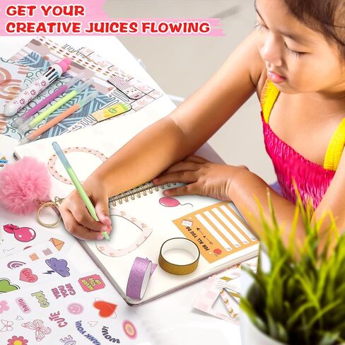 DIY Journal Kit for Girls Ages 8-12 & Girls Diary with Lock,2-Pack Pre-teen Diary Scrapbook Kit, Creative Art & Crafts Set Gifts for 8 9 10 11 12 Year Old Girls - Birthday Gifts in Saudi Arabia