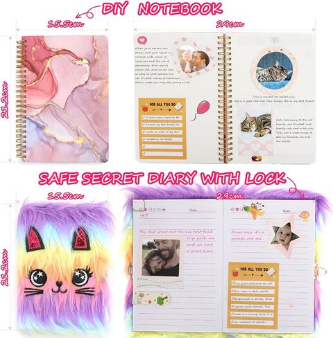 DIY Journal Kit for Girls Ages 8-12 & Girls Diary with Lock,2-Pack Pre-teen Diary Scrapbook Kit, Creative Art & Crafts Set Gifts for 8 9 10 11 12 Year Old Girls - Birthday Gifts in Saudi Arabia