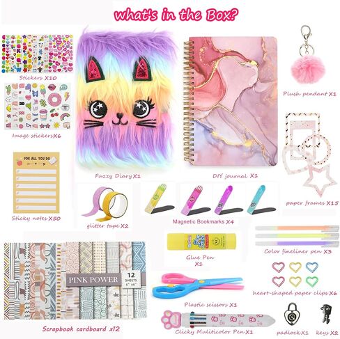 DIY Journal Kit for Girls Ages 8-12 & Girls Diary with Lock,2-Pack Pre-teen Diary Scrapbook Kit, Creative Art & Crafts Set Gifts for 8 9 10 11 12 Year Old Girls - Birthday Gifts in Saudi Arabia