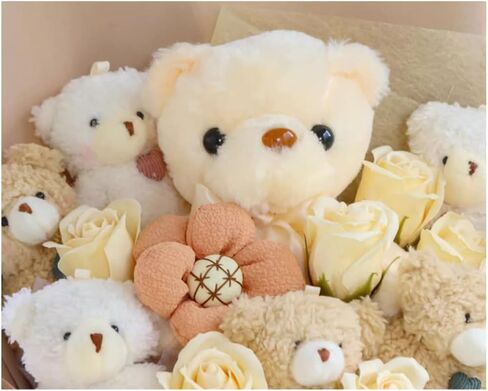 Cute Bear Bouquet - Handmade Plush Bear Bouquet with Cute Soap Flower for Any Occasions, Birthday, Bridal Shower, Graduation etc. (6 Little Bears) in Saudi Arabia