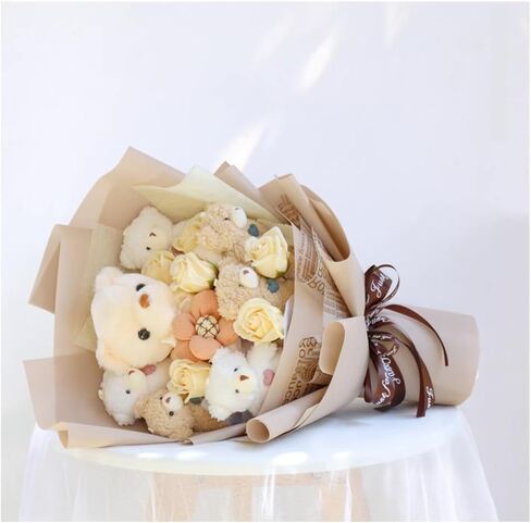 Cute Bear Bouquet - Handmade Plush Bear Bouquet with Cute Soap Flower for Any Occasions, Birthday, Bridal Shower, Graduation etc. (6 Little Bears) in Saudi Arabia