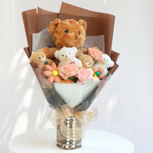 Cute Bear Bouquet - Handmade Plush Bear Bouquet with Cute Soap Flower for Any Occasions, Birthday, Bridal Shower, Graduation etc. (6 Little Bears) in Saudi Arabia