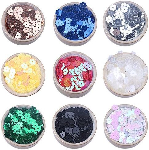 ZIJING 6 مم ملون قزحي الألوان ذهبي وردي أرجواني أبيض أصفر أخضر زهرة مسطحة فضفاضة الترتر Palettes... (مختلط-10200 قطعة) in Kuwait