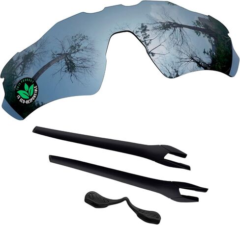 عدسات بديلة من البولي كربونات Raydi وأطقم مطاطية لنظارات Oakley Radar EV Path OO9208 الشمسية - مرآة تيتانيوم فضية - مستقطبة in Saudi Arabia