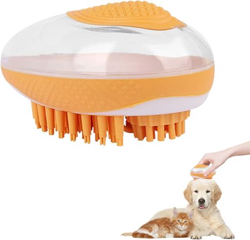 WishLotus Pet Bath Brush, Puppy Massage Brush with Shampoo Dispenser Pet Grooming Tool for Small Animals Soft Silicone Dog Shower Brush for Long Short Haired Dog and Cat Washing (Pink) in Saudi Arabia