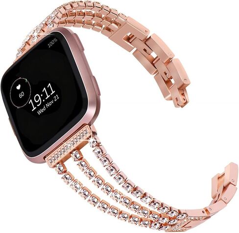 Metal bands Compatible with Fitbit Versa 3＆Versa 2＆Versa Bands Women,Adjustable Diamond Metal Elegant style Strap Replacement Compatible with Fitbit Versa 3＆Sense Women in Saudi Arabia