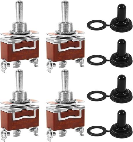 AITRIP 4 Pack Waterproof Toggle Switch ON-Off-ON 30A 12VDC/15A 250VAC 3 Pin 3 Position Marine SPDT Switch with Weatherproof Boot Cap Cover for Marine Boat Auto Winch Reverse 3 Position SPDT in Saudi Arabia