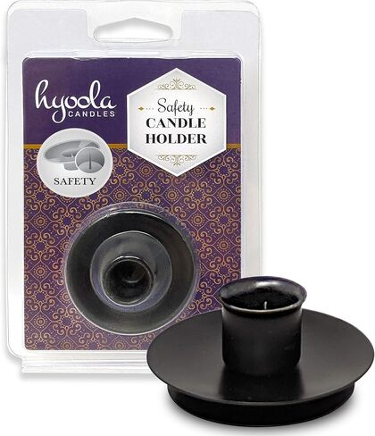 Hyoola Candle Drip Protector - Reusable Metal Safety Candle Holder - Pin Holds Candles in Place - for 1/2 inch Diameter Candle - Black in Saudi Arabia