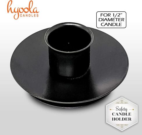 Hyoola Candle Drip Protector - Reusable Metal Safety Candle Holder - Pin Holds Candles in Place - for 1/2 inch Diameter Candle - Black in Saudi Arabia