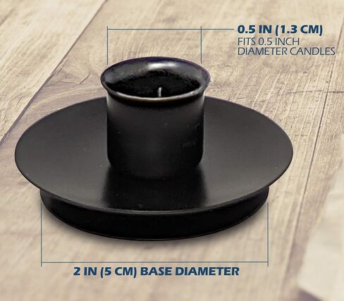 Hyoola Candle Drip Protector - Reusable Metal Safety Candle Holder - Pin Holds Candles in Place - for 1/2 inch Diameter Candle - Black in Saudi Arabia