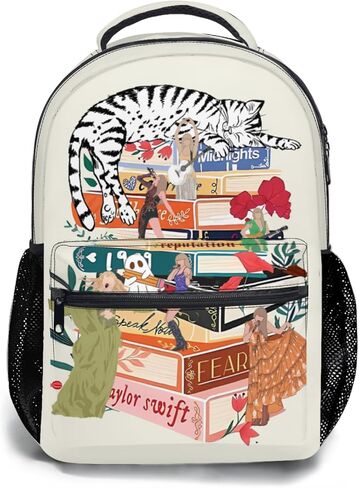 Singer Backpack Cartoon Cat Backpack Girl Teenager Comfortable School Bag Travel Casual Backpack Lightweight Large Capacity Laptop Bookbag Birthday Gift (17 Inch) in Saudi Arabia