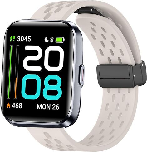 ID208 Plus Smart Watch Band, Lamshaw Breathable Soft Silicone Sport Band with Magnetic Butterfly Clousure Replacemet Straps Compatible for Quican ID208 Plus 1.8 Inches, aeac ID208 Plus, WMK ID208 Plus 1.8 Inches Smart Watch, Fitpolo ID208 Plus 1.8'' Smart in Saudi Arabia