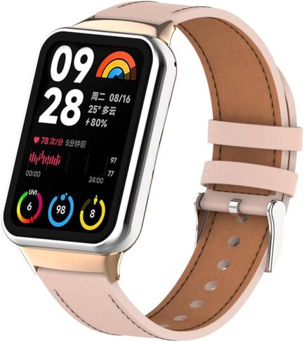 سوار Mi Band 8 Pro من الجلد المعدني الأنيق بديل لأساور المعصم متوافق مع Xiaomi 8 Pro/Redmi Smartwatch 4 (غير متضمن مع جهاز التعقب) in Kuwait