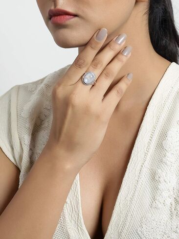 YoTreasure Moonstone Ring Solid 925 Sterling Silver Jewelry in Saudi Arabia