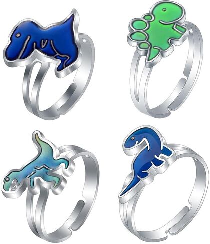 Love Heart Dinosaur Sun Smile Face Color Change Ring Mood Emotion Temperature Adjustable Index Ring for Women Girls Boys in Saudi Arabia