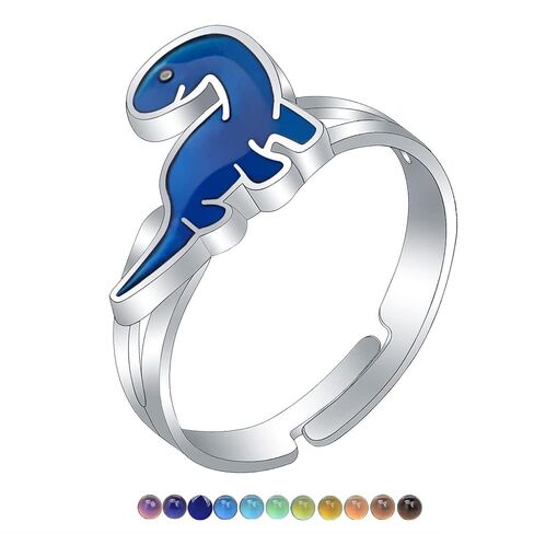 Love Heart Dinosaur Sun Smile Face Color Change Ring Mood Emotion Temperature Adjustable Index Ring for Women Girls Boys in Saudi Arabia