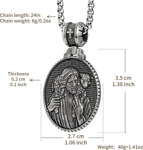 925 Sterling Silver Good Shepherd Jesus Pendant Necklace for Men Women, Jesus and Lamb Necklace Religious Round Jesus Pendant Passover Christmas Gift in Saudi Arabia