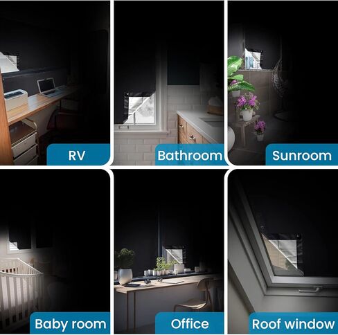 ستائر تعتيم مع أكواب شفط، ستائر تعتيم محمولة قابلة للتعديل أثناء السفر، ظلال نافذة معزولة حراريًا لمنور السقف/حضانة الأطفال/RV/غرفة النوم/السيارة، 18.9 بوصة × 36.6 بوصة (أسود-فضي) in Kuwait