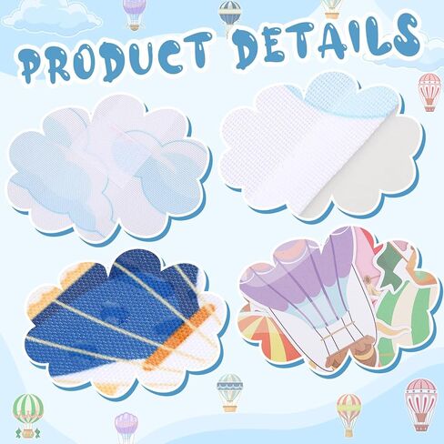 55 قطعة من منطاد الهواء الساخن باب الفصل الدراسي مع بطاقات سحابية غطاء نافذة ستائر السماء هي الحد من الأبواب الزجاجية التي تغطي النافذة ستائر التعتيم الداكنة لديكور غرفة المكتب والمدرسة in Kuwait