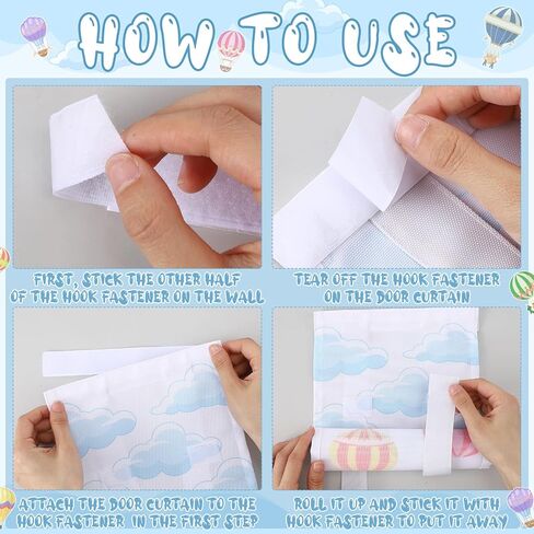 55 قطعة من منطاد الهواء الساخن باب الفصل الدراسي مع بطاقات سحابية غطاء نافذة ستائر السماء هي الحد من الأبواب الزجاجية التي تغطي النافذة ستائر التعتيم الداكنة لديكور غرفة المكتب والمدرسة in Kuwait