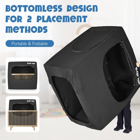 Blackout Cover for Pack N Play and Crib, Blackout Sleep Tent for Babies and Toddlers, Breathable Baby Sleep Pod with 4 Larger Vents, Blocks 90%+ Light for Quality Sleep in Saudi Arabia