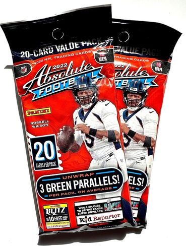 2022 Panini Absolute Football 2 Cello Fat Packs (2) - 40 Football Cards Total - Look for Brock Purdy Rookie Cards and Others in Saudi Arabia