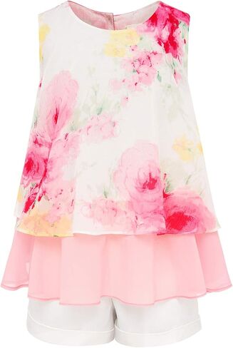 طقم بوني بيلي قصير للفتيات الصغيرات بلوزة وردية وبنطلون سادة قطعتين بدلة 10-11 سنة وردي in Kuwait