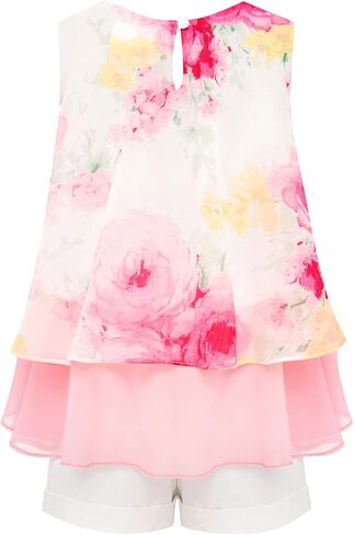 طقم بوني بيلي قصير للفتيات الصغيرات بلوزة وردية وبنطلون سادة قطعتين بدلة 10-11 سنة وردي in Kuwait