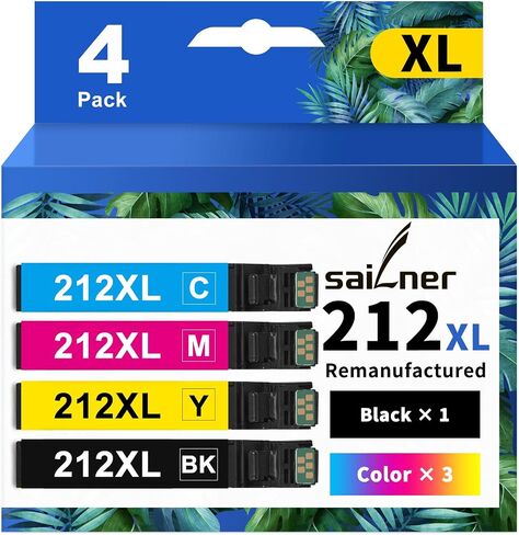SAILNER 212XL 212 Ink Cartridges for Epson Printer Remanufactured Ink Cartridge Replacement for Epson 212 Ink Cartridges for Epson XP-4100 Ink Cartridges XP-4105 WF-2850 WF-2830 for Epson 212 in Saudi Arabia