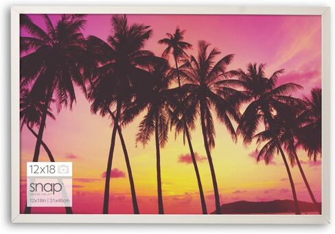 Gallery Solutions - 12"x18" White Wood Wall Poster Frame - Double White Mat - Wall Mount Display - Perfect Fit for Photos - Versatile Mounting Options - Rectangular Wall Mount in Kuwait