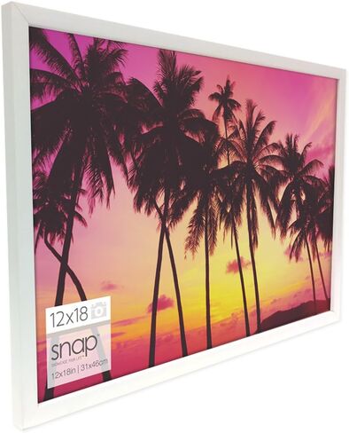 Gallery Solutions - 12"x18" White Wood Wall Poster Frame - Double White Mat - Wall Mount Display - Perfect Fit for Photos - Versatile Mounting Options - Rectangular Wall Mount in Kuwait