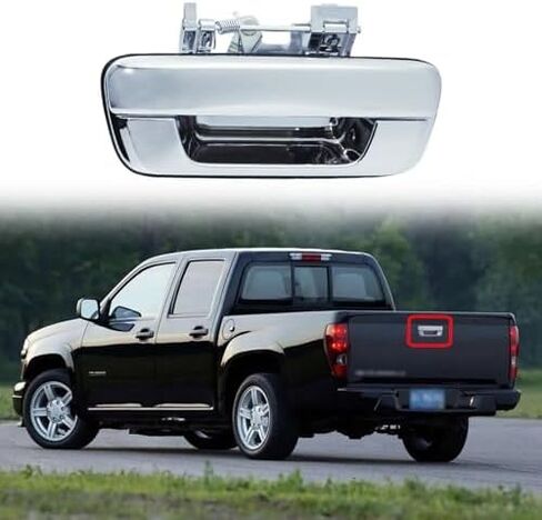مقبض باب الباب الخلفي كروم بدون فتحة مفتاح، متوافق مع 2004-2012 Chevy Colorado & GMC Canyon & Isuzu i-280، i-290، i-350، i-370، استبدال قفل مزلاج البوابة الخلفية # 80584، GM1915118 in Kuwait