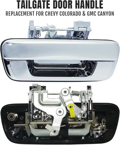 مقبض باب الباب الخلفي كروم بدون فتحة مفتاح، متوافق مع 2004-2012 Chevy Colorado & GMC Canyon & Isuzu i-280، i-290، i-350، i-370، استبدال قفل مزلاج البوابة الخلفية # 80584، GM1915118 in Kuwait
