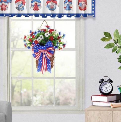 Artificial Patriotic Hanging Basket - 4th of July Front Door Decorations, Independence Day Yard Decorations, Patriotic Home Decor, Artificial Flower (Style 1) in Saudi Arabia
