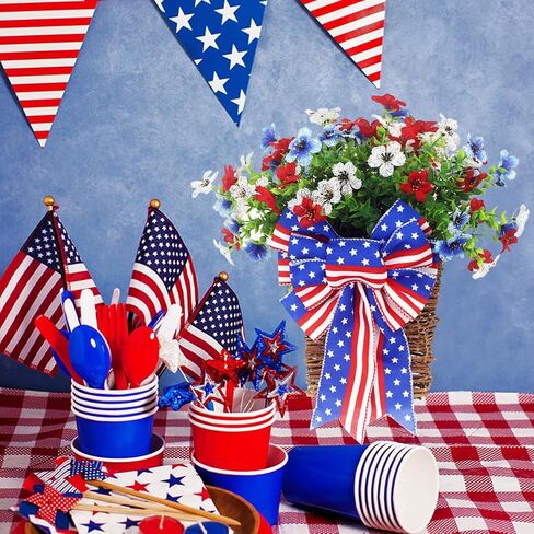 Artificial Patriotic Hanging Basket - 4th of July Front Door Decorations, Independence Day Yard Decorations, Patriotic Home Decor, Artificial Flower (Style 1) in Saudi Arabia