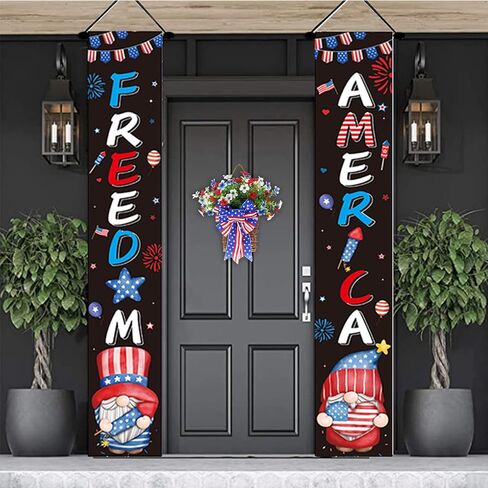 Artificial Patriotic Hanging Basket - 4th of July Front Door Decorations, Independence Day Yard Decorations, Patriotic Home Decor, Artificial Flower (Style 1) in Saudi Arabia