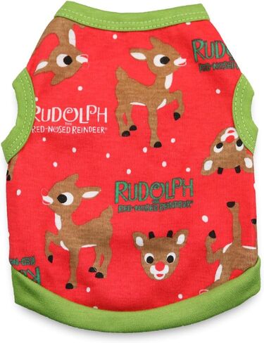 DroolingDog Dog Christmas Shirt Rudolph Reindeer Pattern Puppy Vest for Small Dogs, XS in Saudi Arabia
