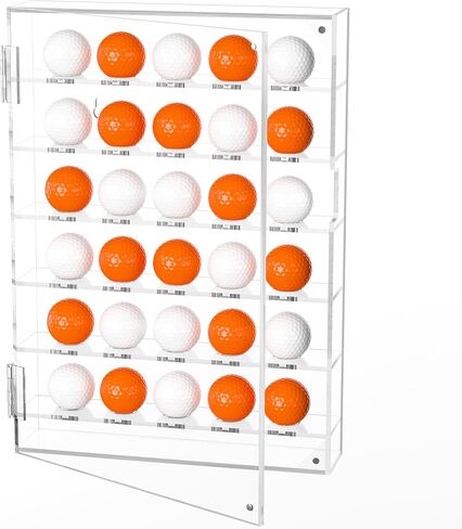 HBlife Acrylic Golf Ball Display Case Wall Cabinet Holder, Clear Golf Ball Rack Holds 30 Balls with Magnetic Locks for Collector Memorabilia Autograph Balls in Saudi Arabia