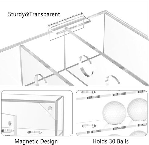HBlife Acrylic Golf Ball Display Case Wall Cabinet Holder, Clear Golf Ball Rack Holds 30 Balls with Magnetic Locks for Collector Memorabilia Autograph Balls in Saudi Arabia