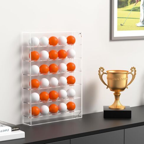 HBlife Acrylic Golf Ball Display Case Wall Cabinet Holder, Clear Golf Ball Rack Holds 30 Balls with Magnetic Locks for Collector Memorabilia Autograph Balls in Saudi Arabia