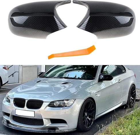 Side Mirror Cover Caps Compatible with BMW E90 E91 2005-2007, E92 E93 E81 E82 E87 E88 Pre-LCI Door Rearview Mirror Cap Replacement for 328i 325i, Carbon Fiber Look in Saudi Arabia