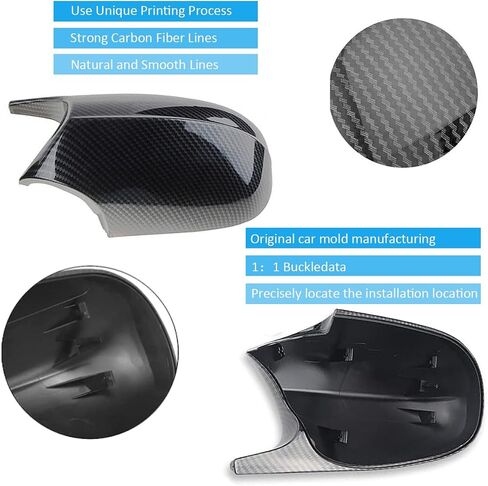 Side Mirror Cover Caps Compatible with BMW E90 E91 2005-2007, E92 E93 E81 E82 E87 E88 Pre-LCI Door Rearview Mirror Cap Replacement for 328i 325i, Carbon Fiber Look in Saudi Arabia